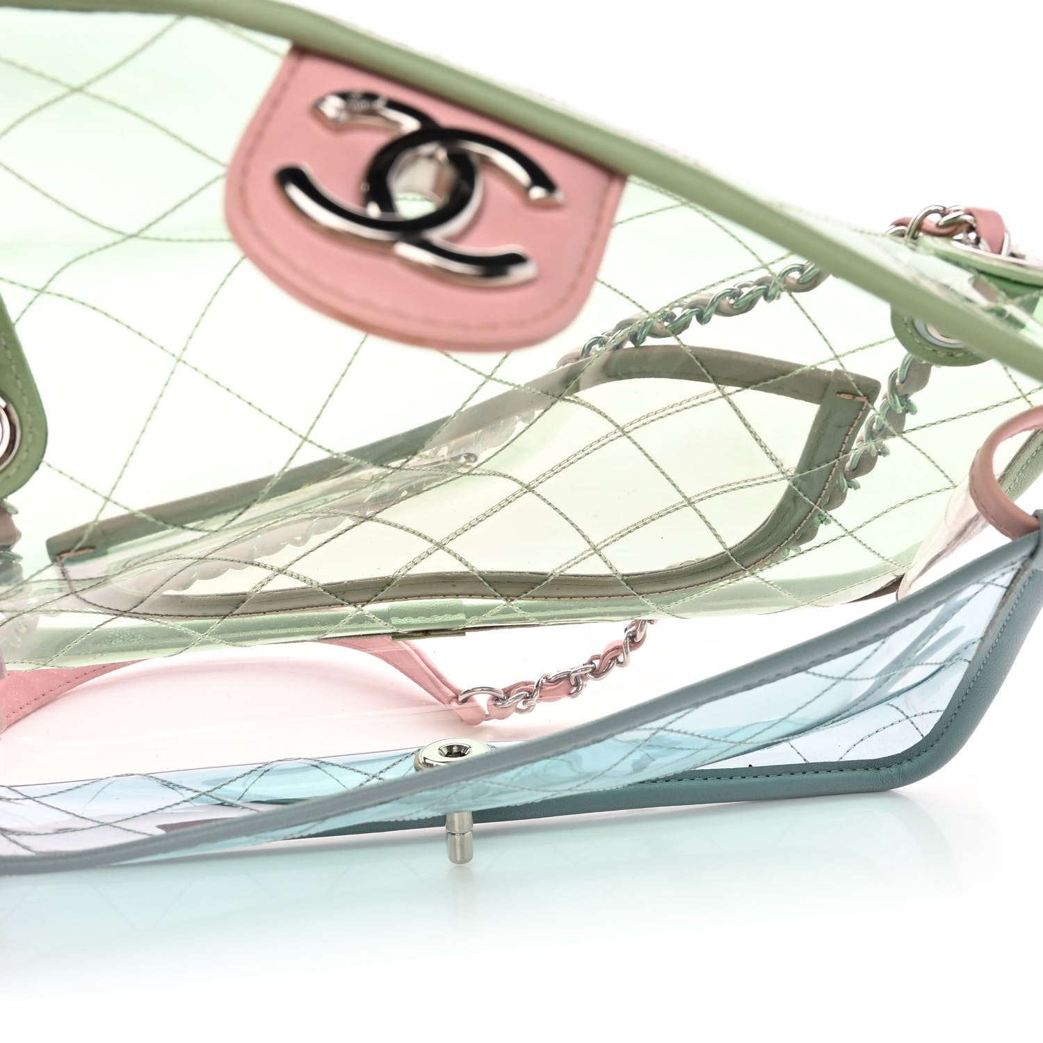 Chanel Lambskin PVC Quilted Medium Coco Splash Flap Blue Green 5 of 10