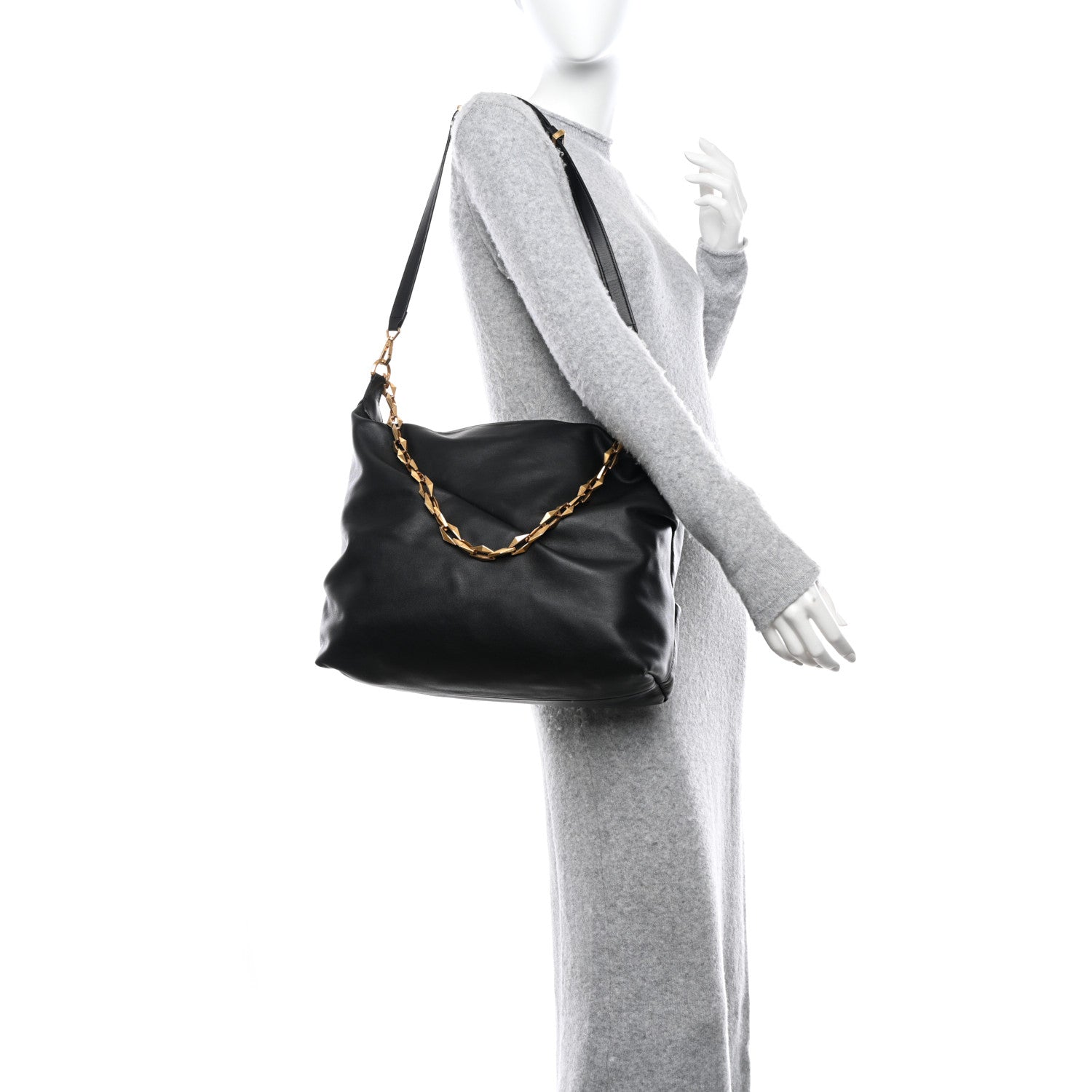 Jimmy Choo Soft Calfskin Medium Diamond Hobo Black 2 of 9