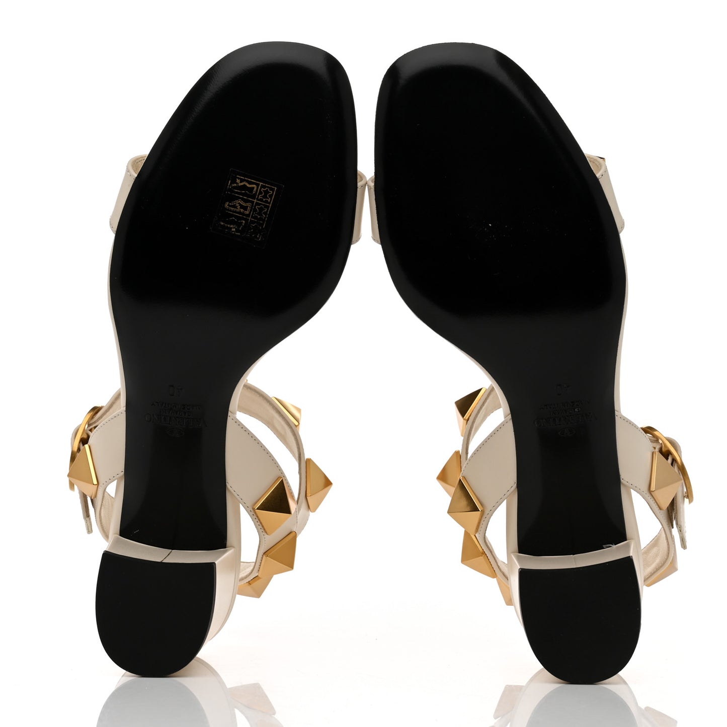 Calfskin Roman Stud 60mm Sandals 40 Light Ivory