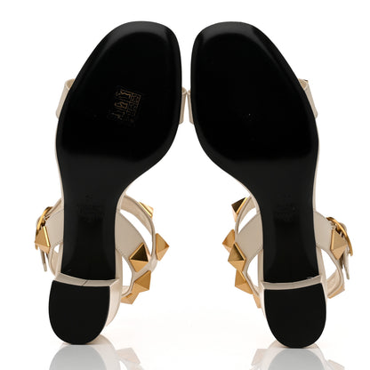 Valentino Garavani Calfskin Roman Stud 60mm Sandals 40 Light Ivory 5 of 8