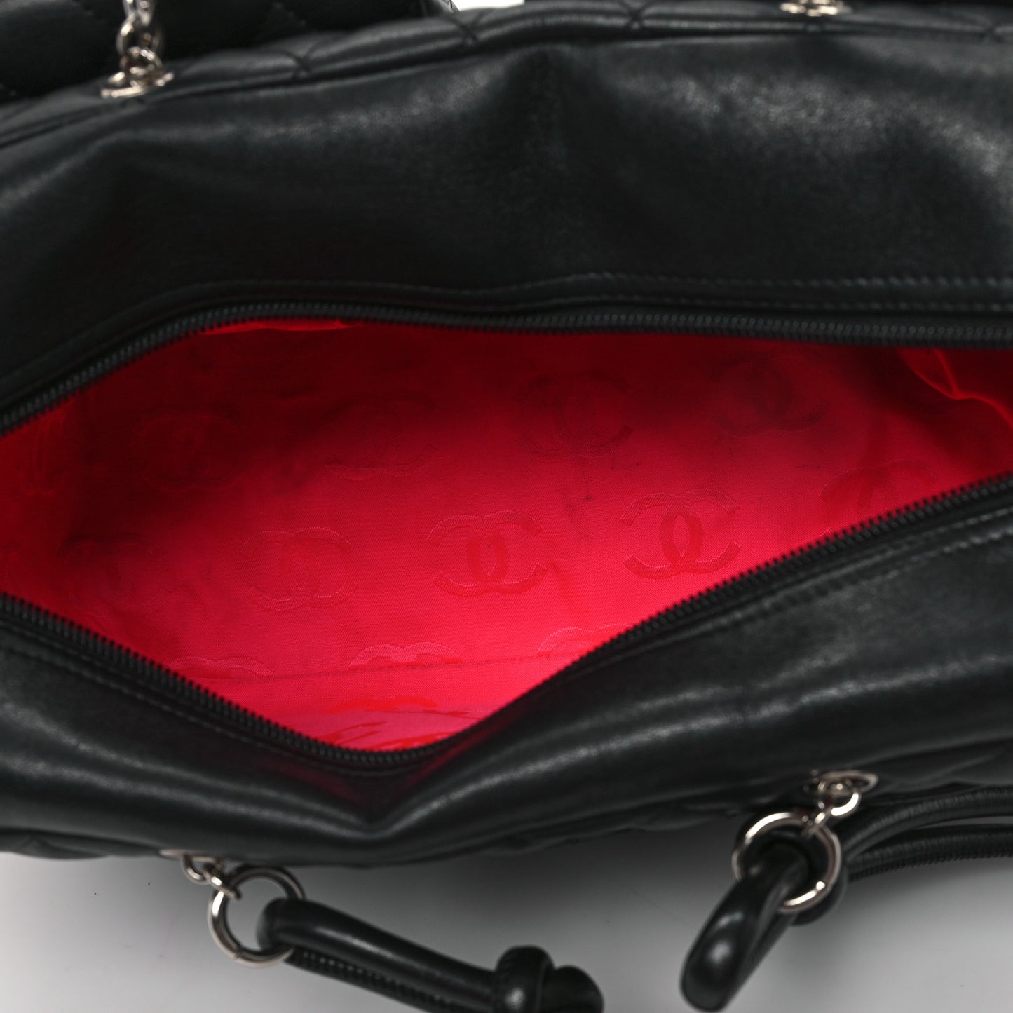 Calfskin Quilted Large Cambon Multipocket Reporter Black