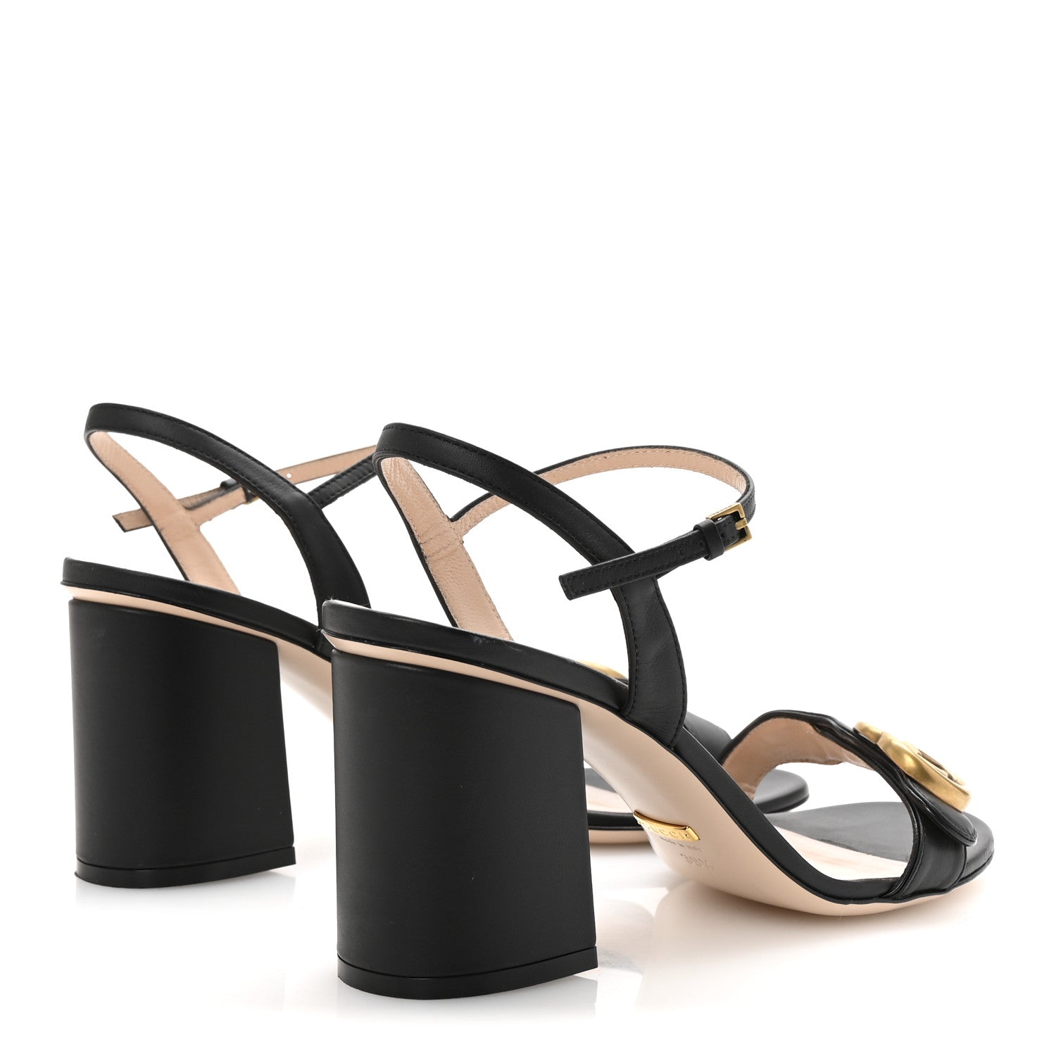 Gucci Lifford Calfskin GG Marmont Ankle Wrap 75mm Sandals 39.5 Black 9 of 16