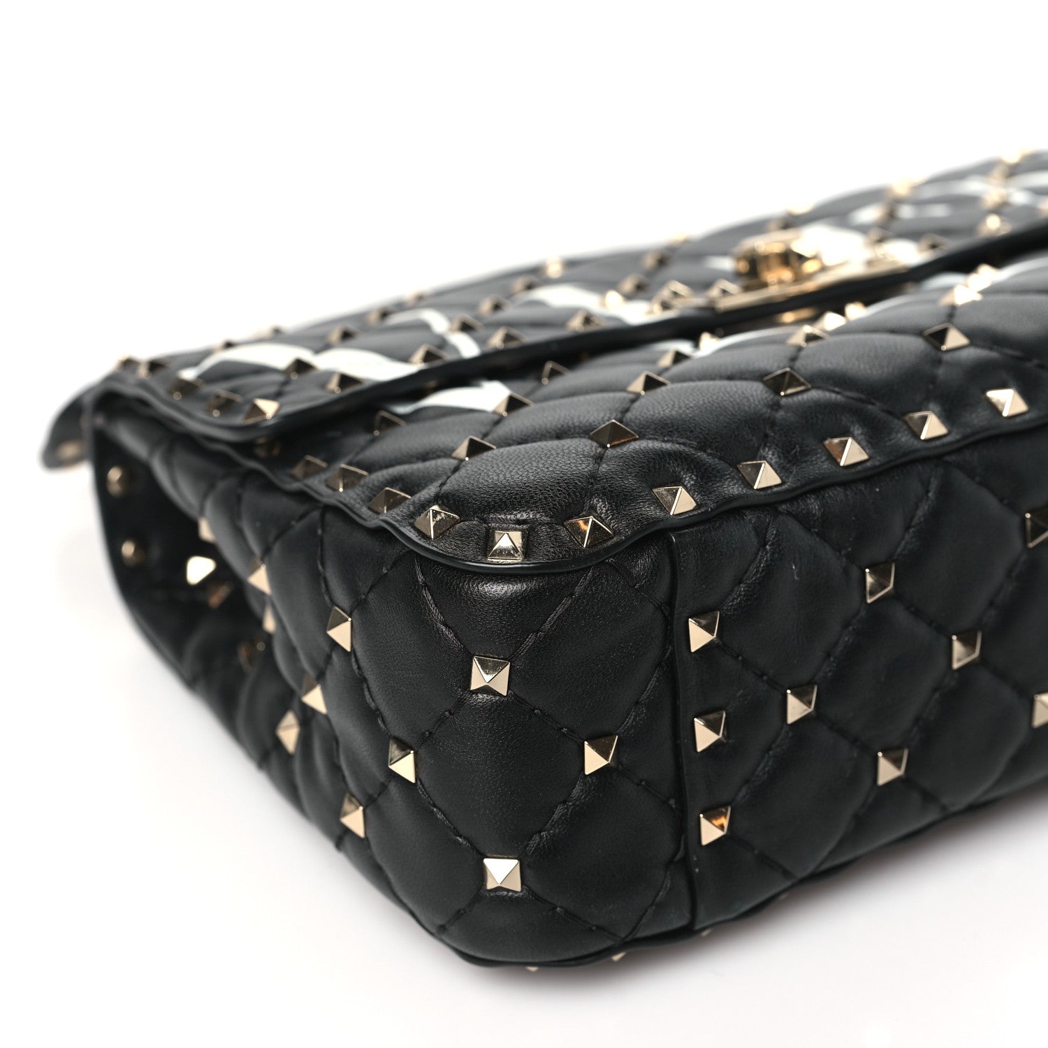 Valentino Garavani Lambskin VLTN Print Medium Rockstud Spike Shoulder Bag Black 8 of 9