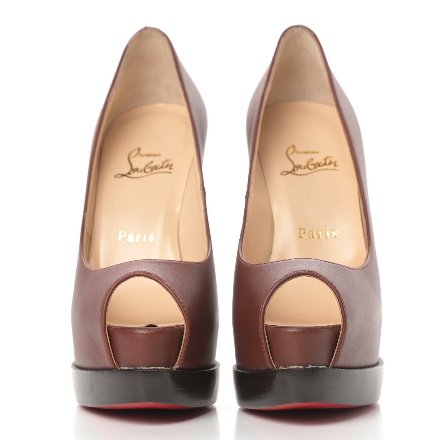 Christian Louboutin Calfskin Palais Royal Trepointe 140 Pumps 36.5 Brown 2 of 10