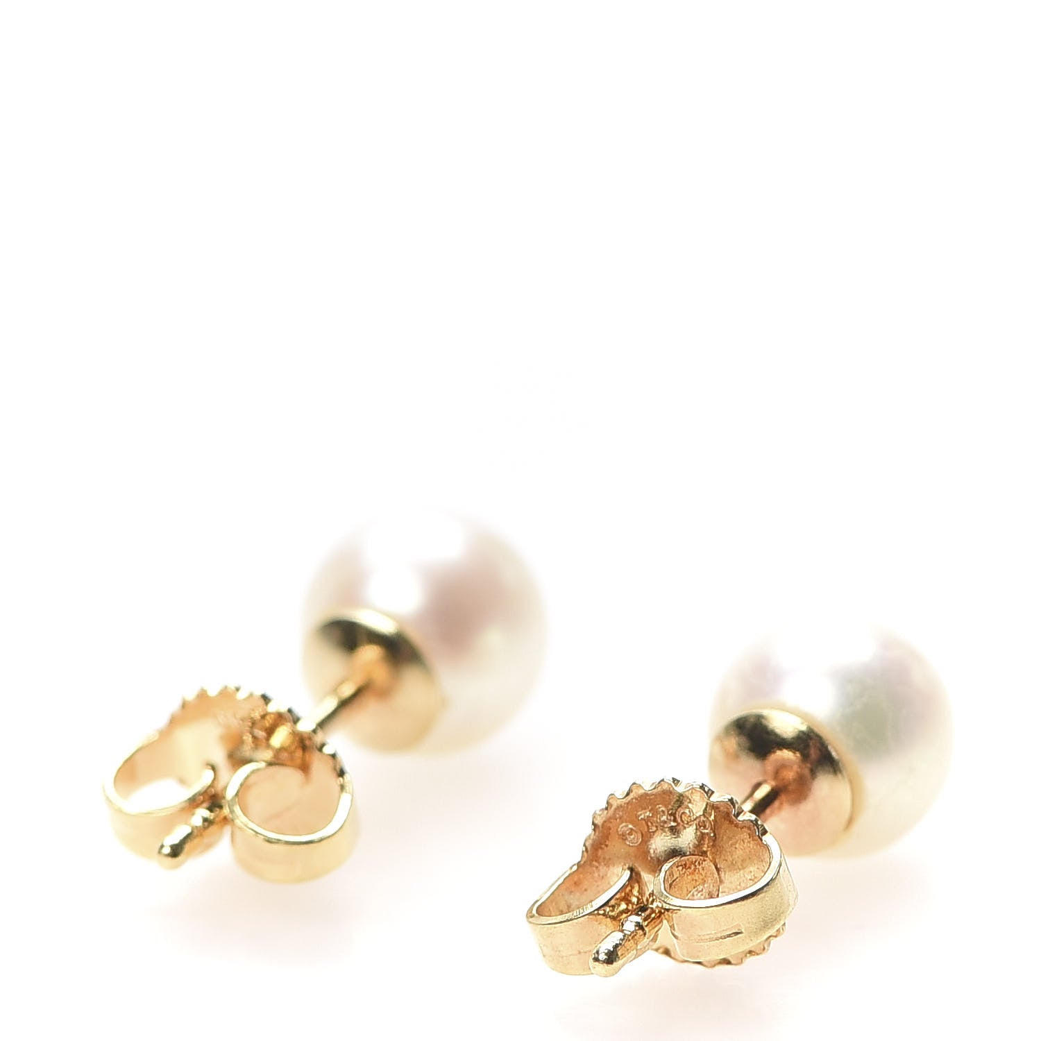Tiffany 18K Yellow Gold Akoya Pearl 6-6.5mm Signature Pearl Earrings 3 of 5
