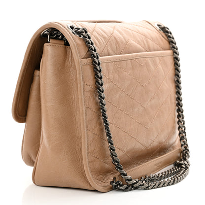 Saint Laurent Crinkled Calfskin Matelasse Monogram Medium Niki Chain Satchel Light Taupe 3 of 11