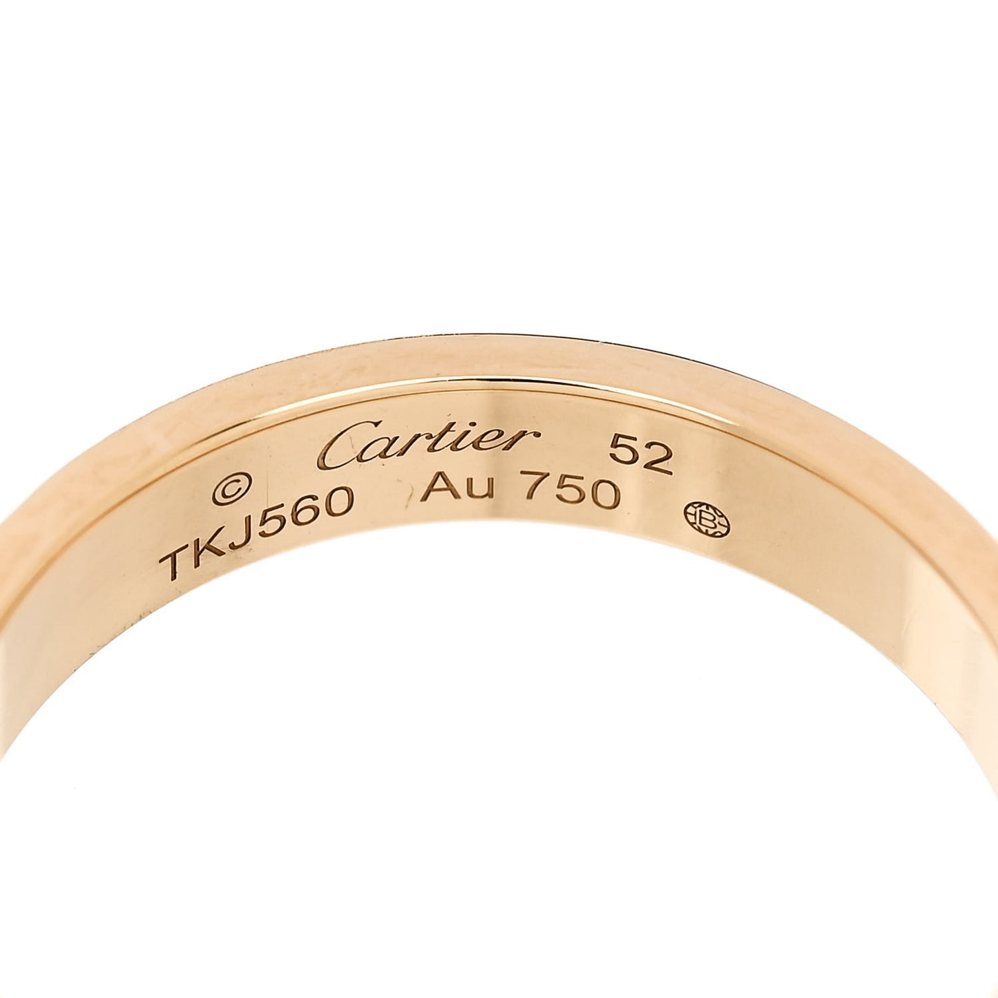 18K Yellow Gold 3.5mm LOVE Wedding Band Ring 52 6