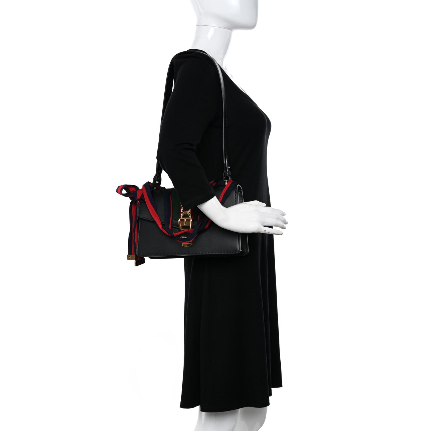 Calfskin Small Sylvie Shoulder Bag Black