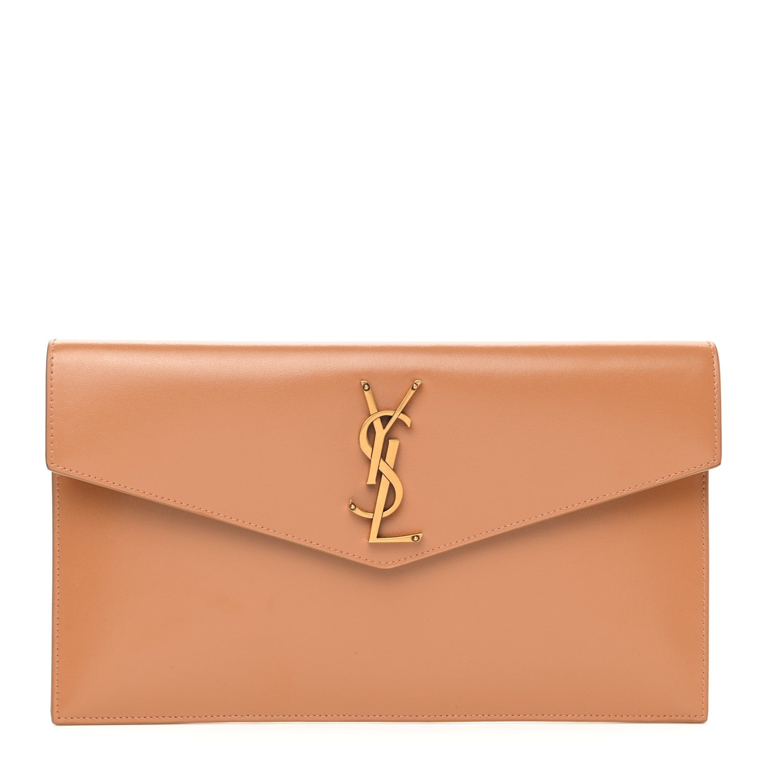 Saint Laurent Smooth Shiny Calfskin Medium Uptown Pouch Dune 1 of 7