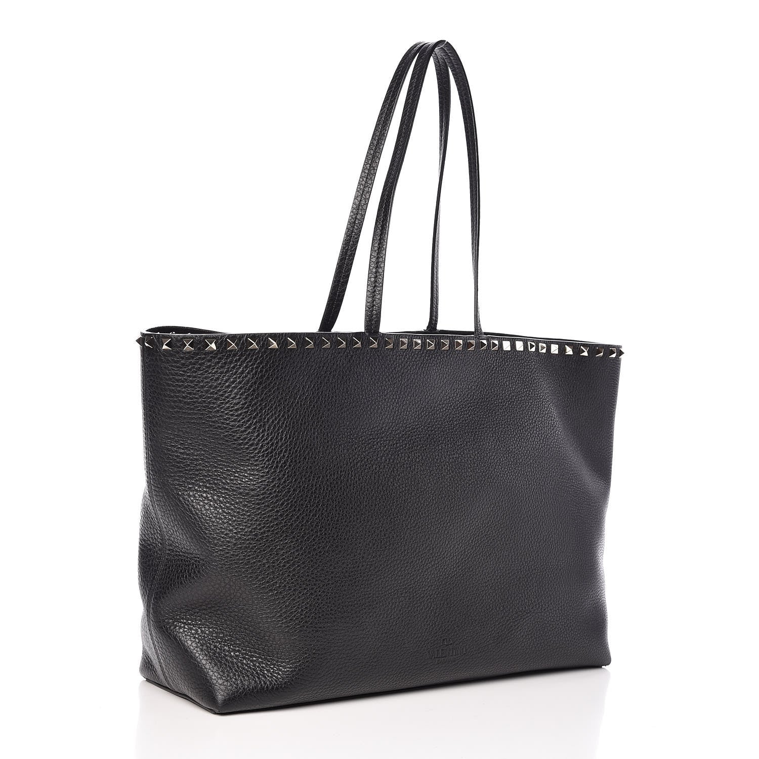 Valentino Garavani Grained Calfskin Rockstud Shoulder Tote Black 3 of 9
