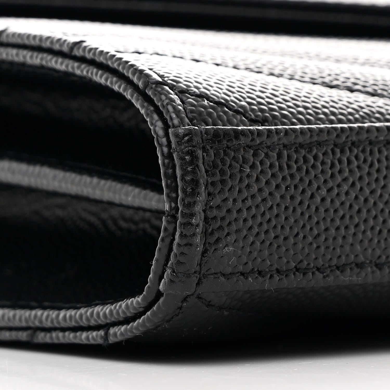 Saint Laurent Grain De Poudre Matelasse Chevron Monogram Chain Wallet Black 11 of 13