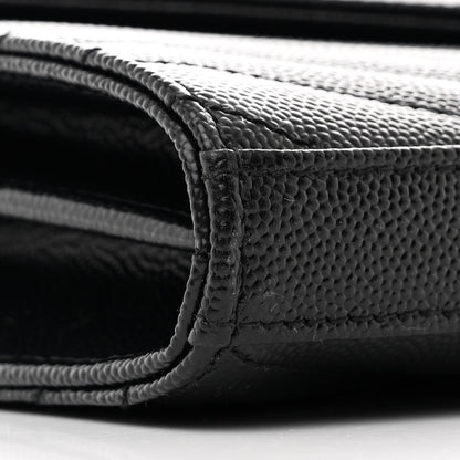 Saint Laurent Grain De Poudre Matelasse Chevron Monogram Chain Wallet Black 11 of 13