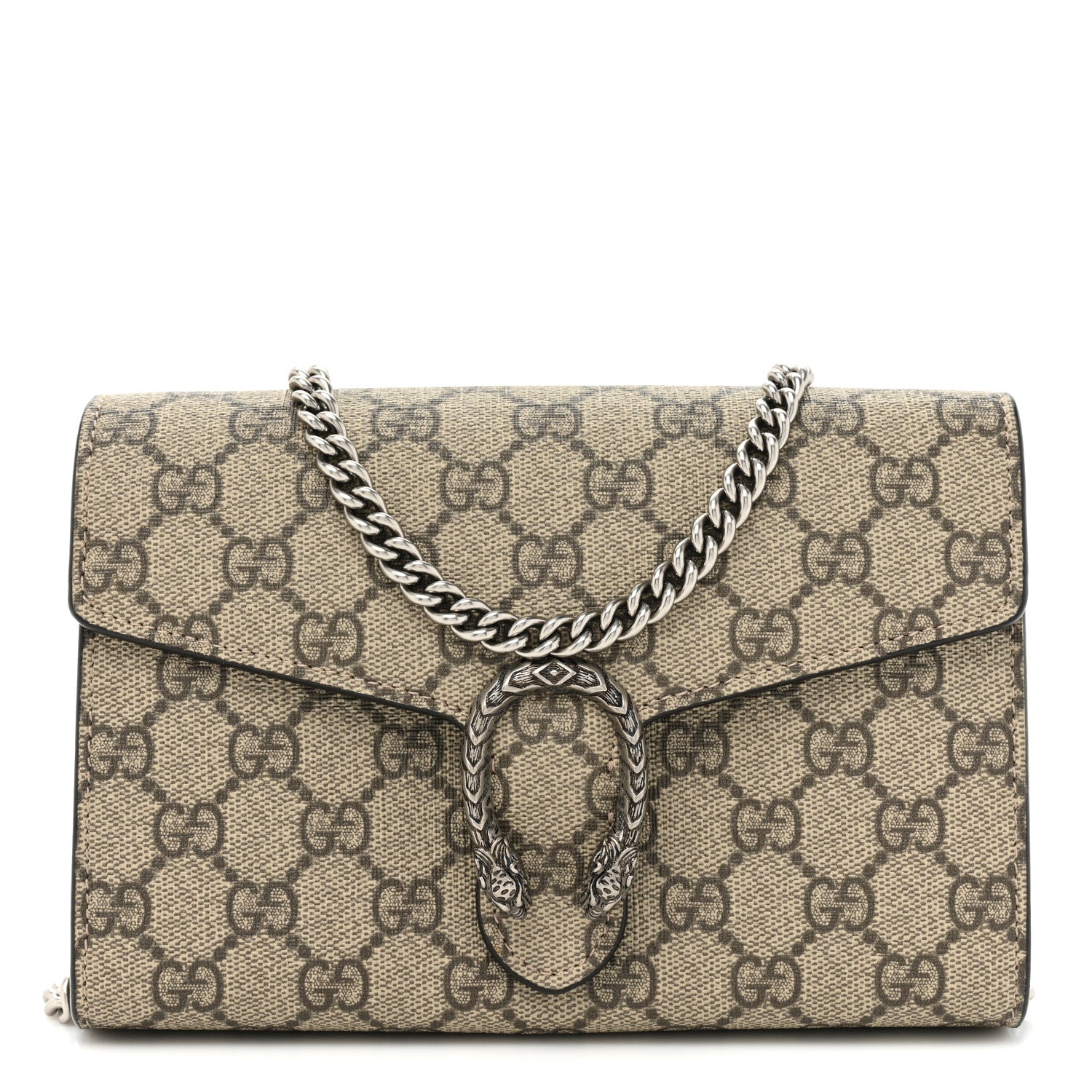 Gucci GG Supreme Monogram Mini Dionysus Chain Wallet Beige Taupe 1 of 13