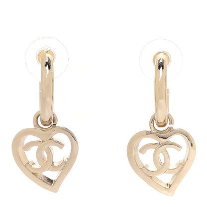 Chanel Metal CC Heart Coco In Love Drop Earrings Gold 1 of 5
