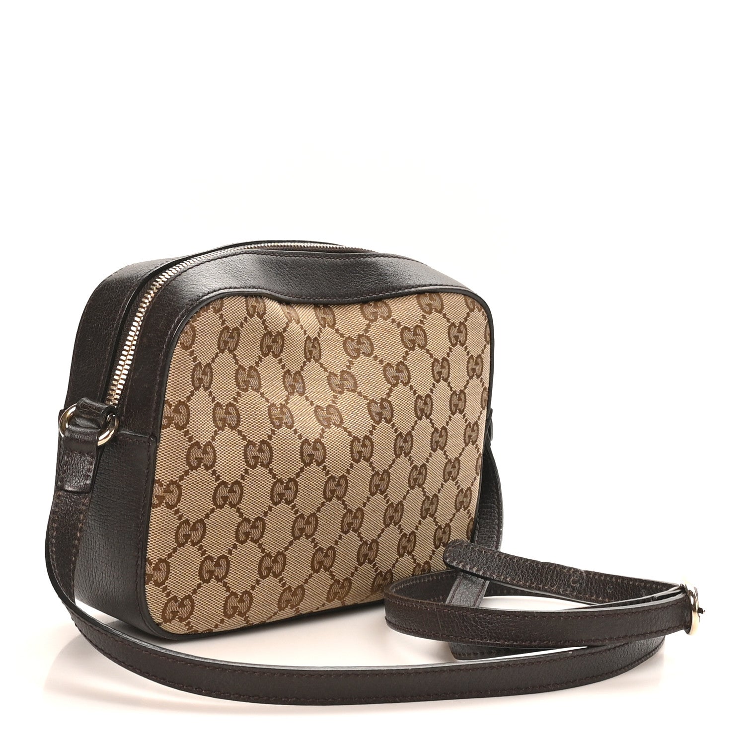 Gucci GG Supreme Monogram Web Small Webby Bee Shoulder Bag Dark Brown 3 of 10