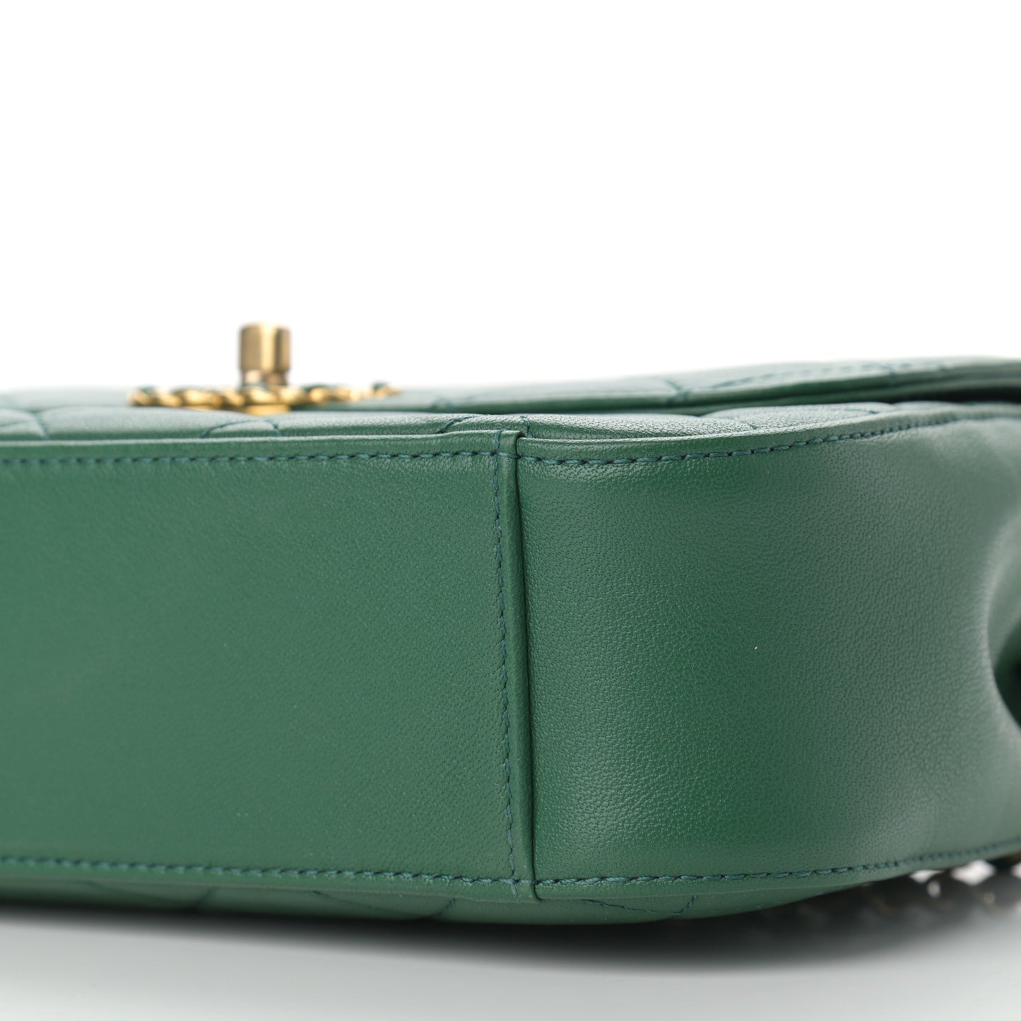 Lambskin Quilted Chain Infinity Top Handle Flap Green