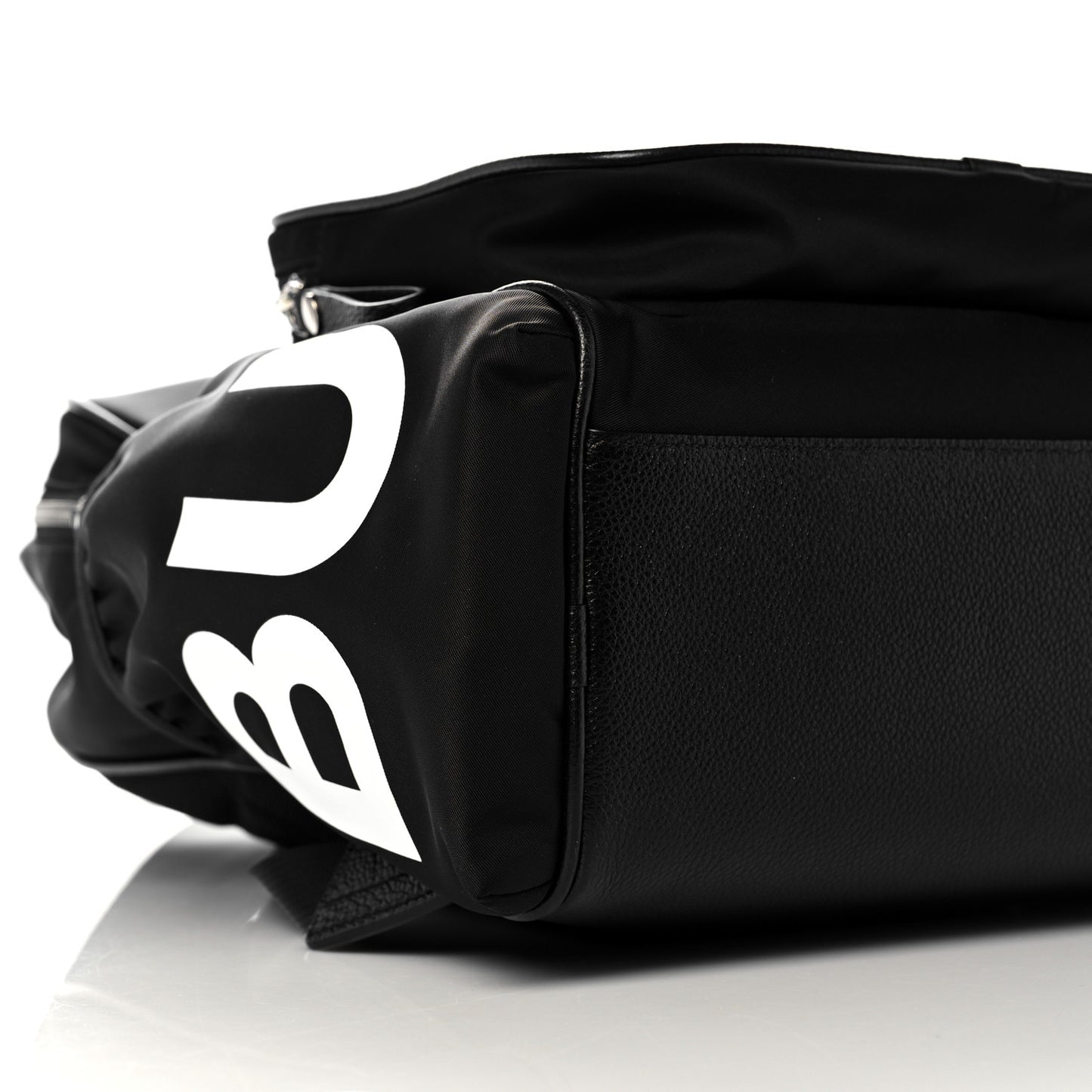 Nylon Logo Print Backpack Black