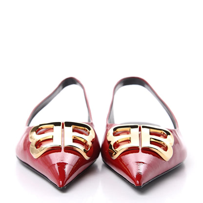 Balenciaga Patent BB Knife Pointy Toe Slingback Flats 39 Rouge Cardinal 4 of 10