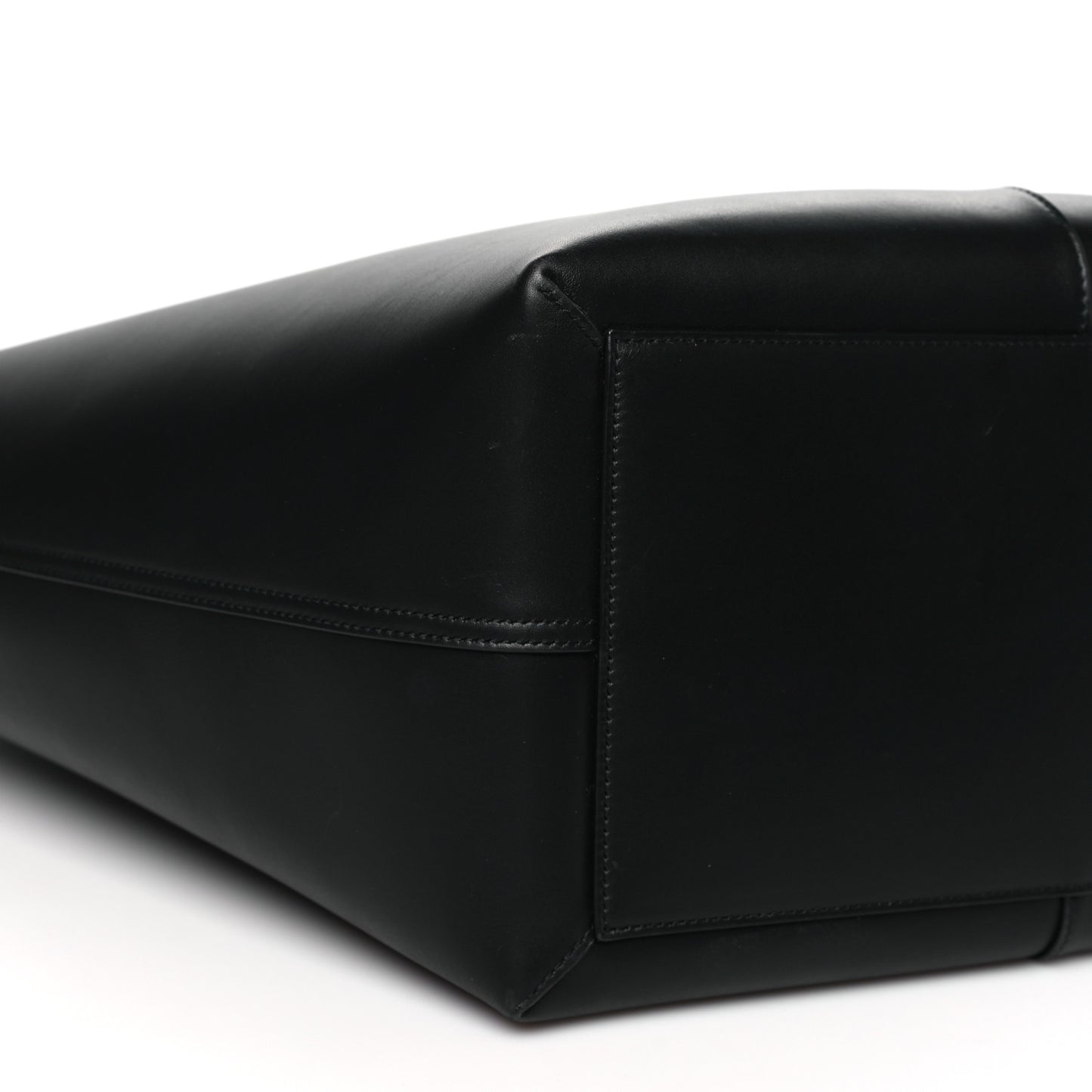 Smooth Calfskin Maxi Trapezoid Shopping Tote Black
