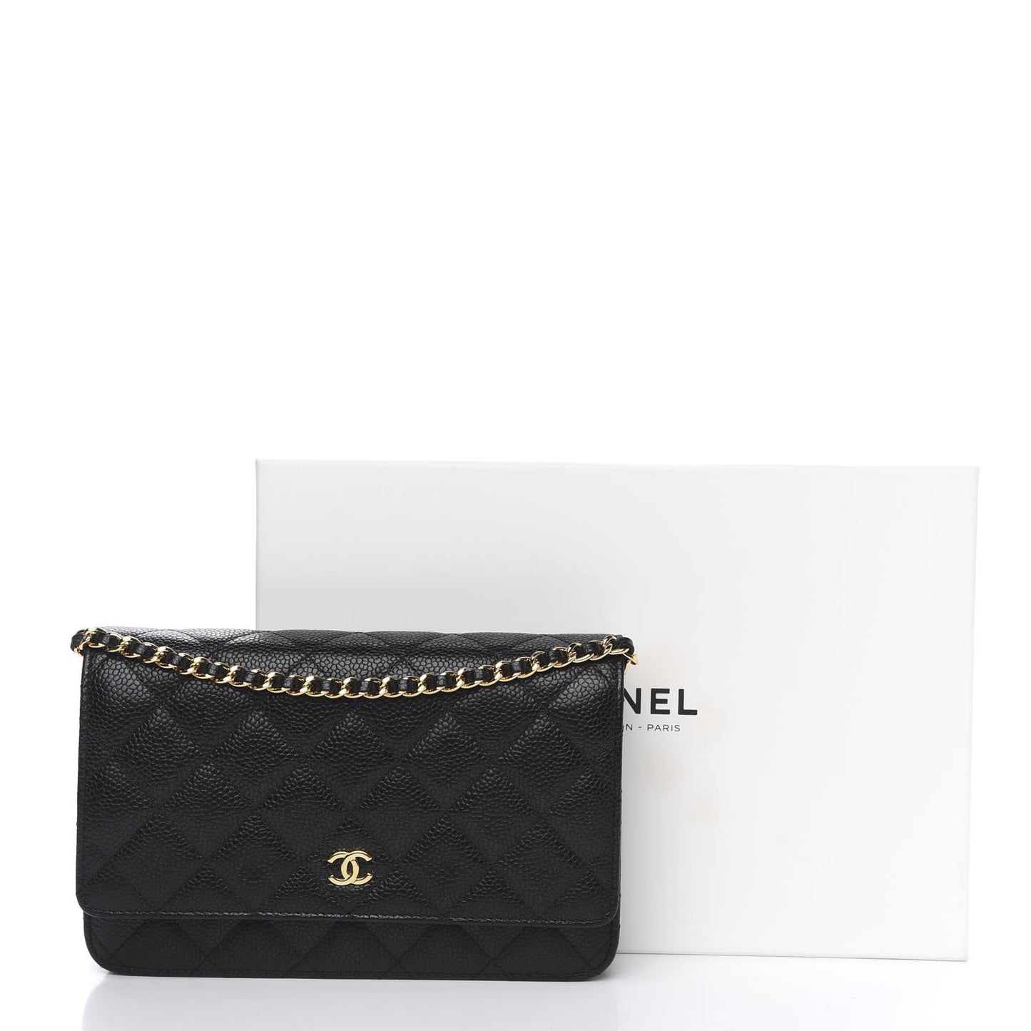 Caviar Quilted Wallet On Chain WOC Black
