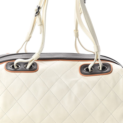 Chanel Lambskin Quilted Bowler White 7 of 9