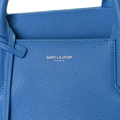 Saint Laurent Grained Calfskin Small Rive Gauche Cabas Blue Clair 8 of 12