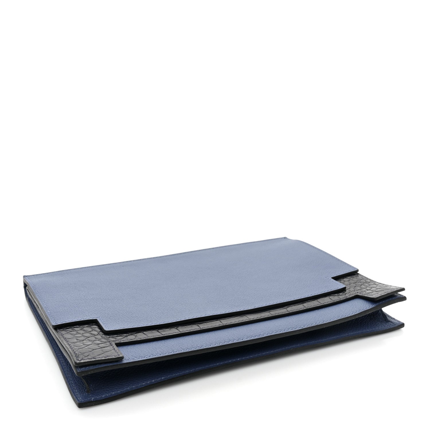 Hermes Evercolor Matte Alligator Multiplis Clutch Bleu Brighton Bleu Marine 4 of 13