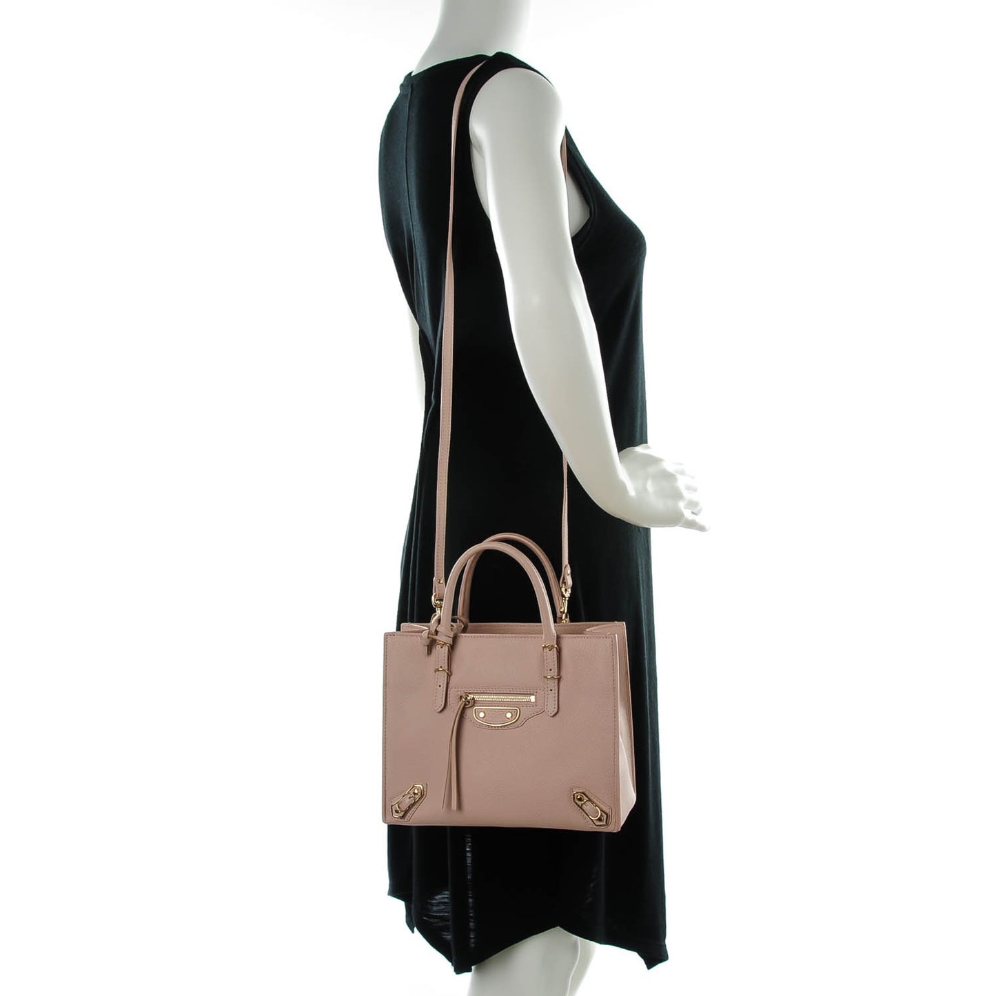 Grained Calfskin Gold Metallic Edge Hardware Papier Mini A4 Tote