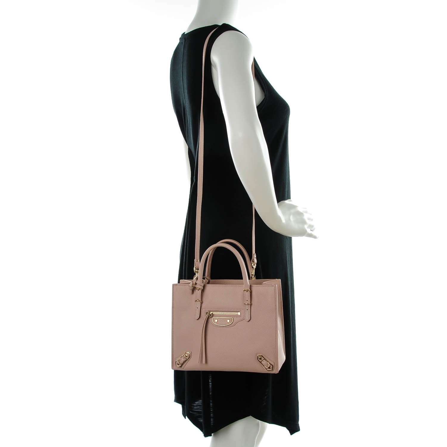 Balenciaga Grained Calfskin Gold Metallic Edge Hardware Papier Mini A4 Tote 2 of 7
