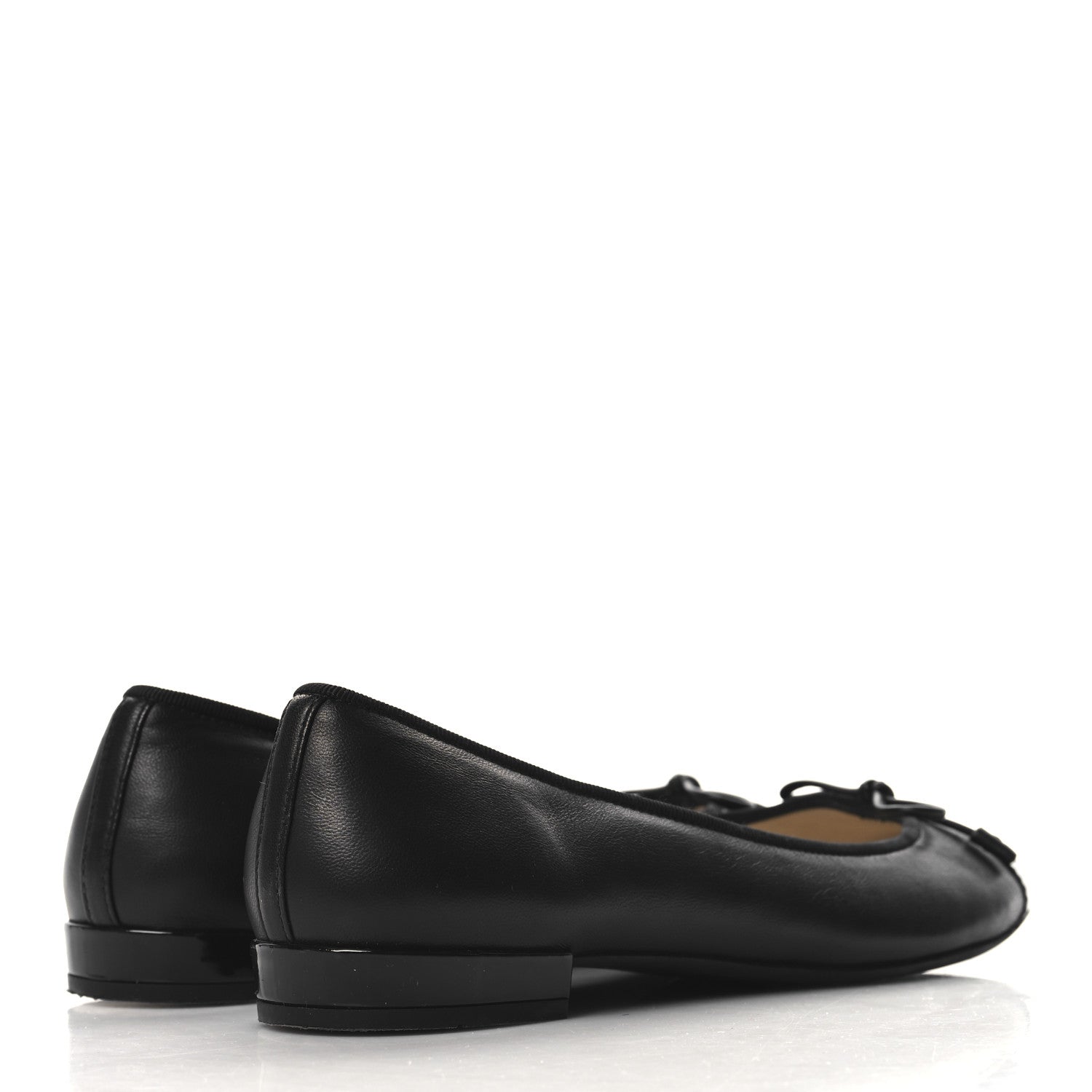 Prada Nappa Vernice Cap Toe Logo Bow Ballerina Flats 37.5 Black 5 of 9