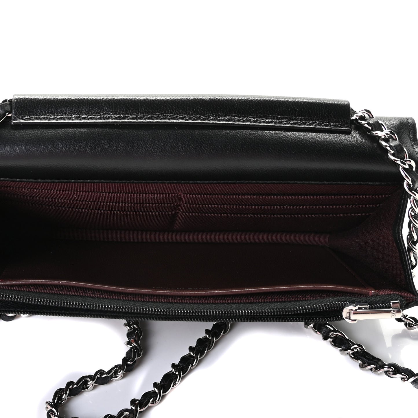 Lambskin Quilted Wallet On Chain WOC Black