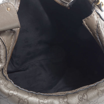 Gucci Guccissima Medium Jockey Hobo Metallic Pewter 6 of 10