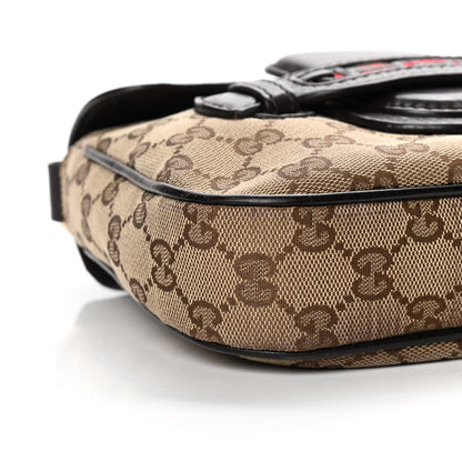 Gucci Monogram Pebbled Calfskin Web Small Dressage Shoulder Bag Dark Brown 10 of 15