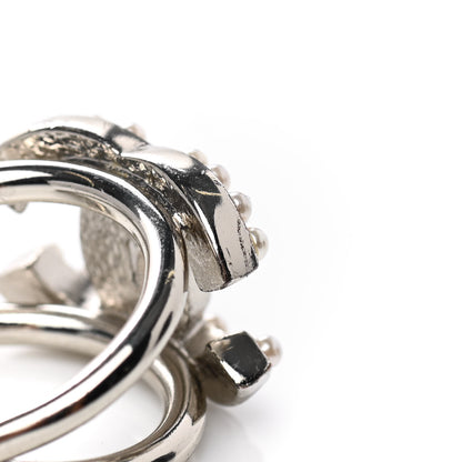 Chanel Metal Pearl CC Ring 6.5 Silver 6 of 7
