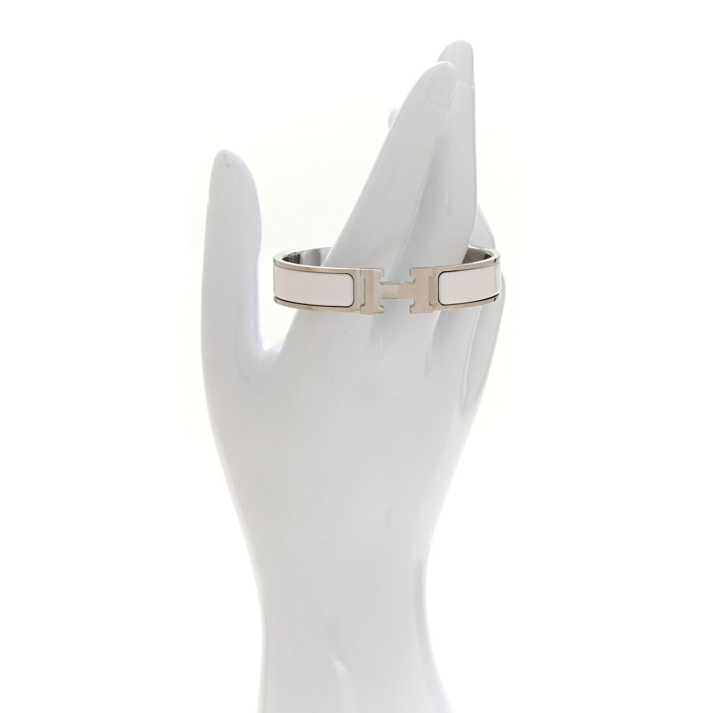 Enamel Narrow Clic Clac H Bracelet PM White