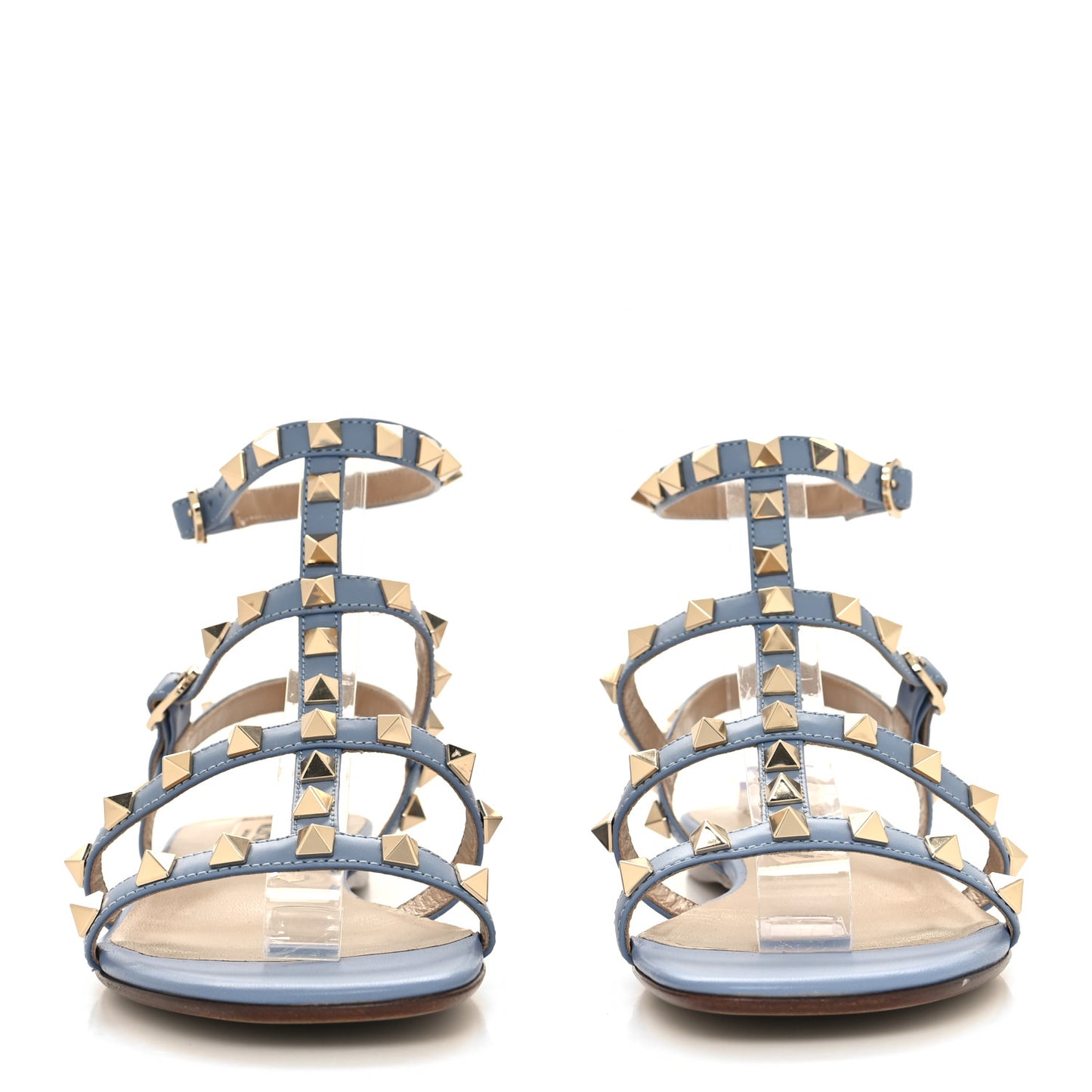 Calfskin Rockstud Gladiator Flat Sandals 35.5 Angel