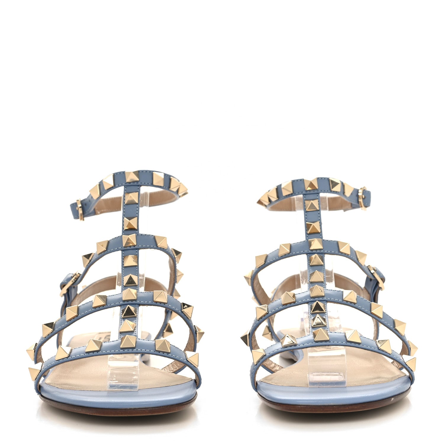Valentino Garavani Calfskin Rockstud Gladiator Flat Sandals 35.5 Angel 2 of 7