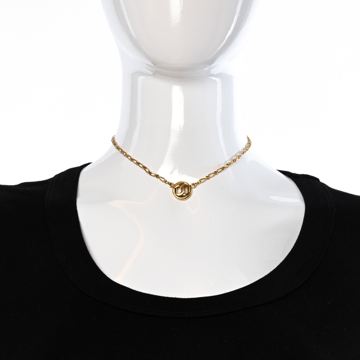 Chanel CC Medallion Choker Chain Necklace Gold 2 of 4