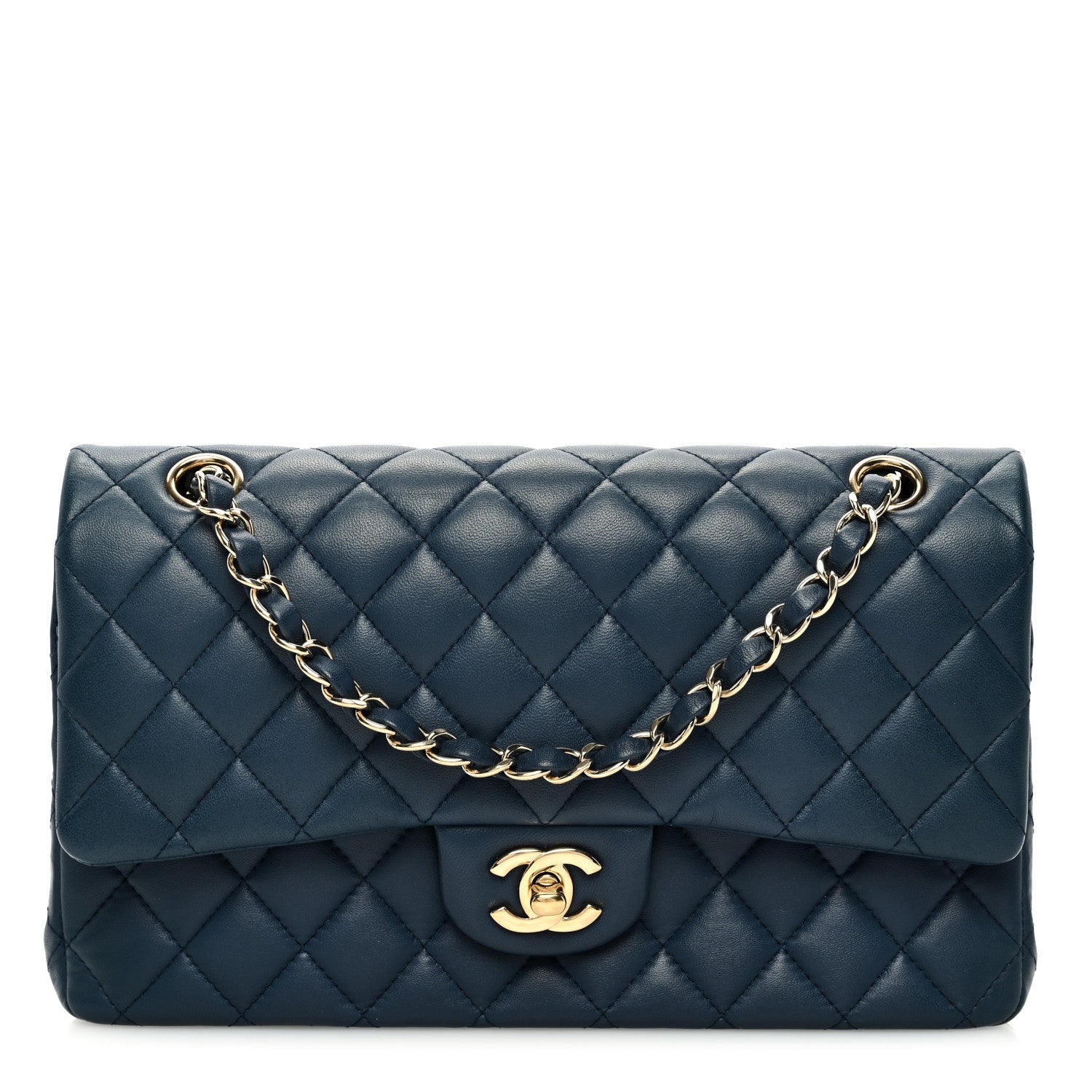 Chanel Lambskin Quilted Medium Double Flap Blue 1 of 10