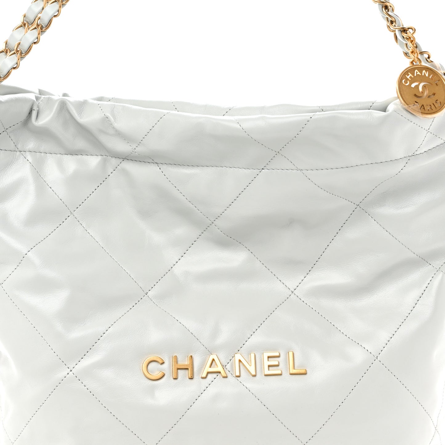 Shiny Calfskin Quilted Small Chanel 22 Light Blue