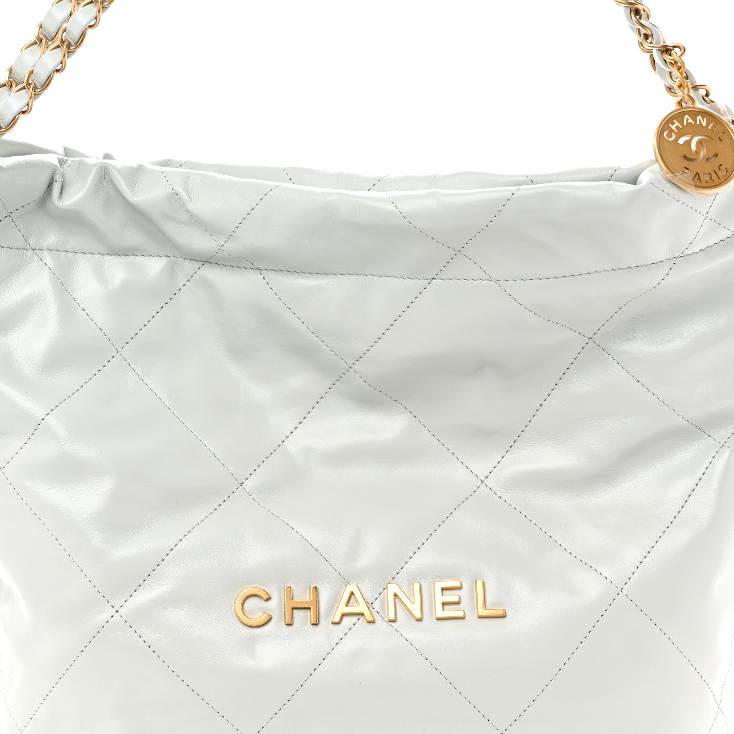 Chanel Shiny Calfskin Quilted Small Chanel 22 Light Blue 9 of 11