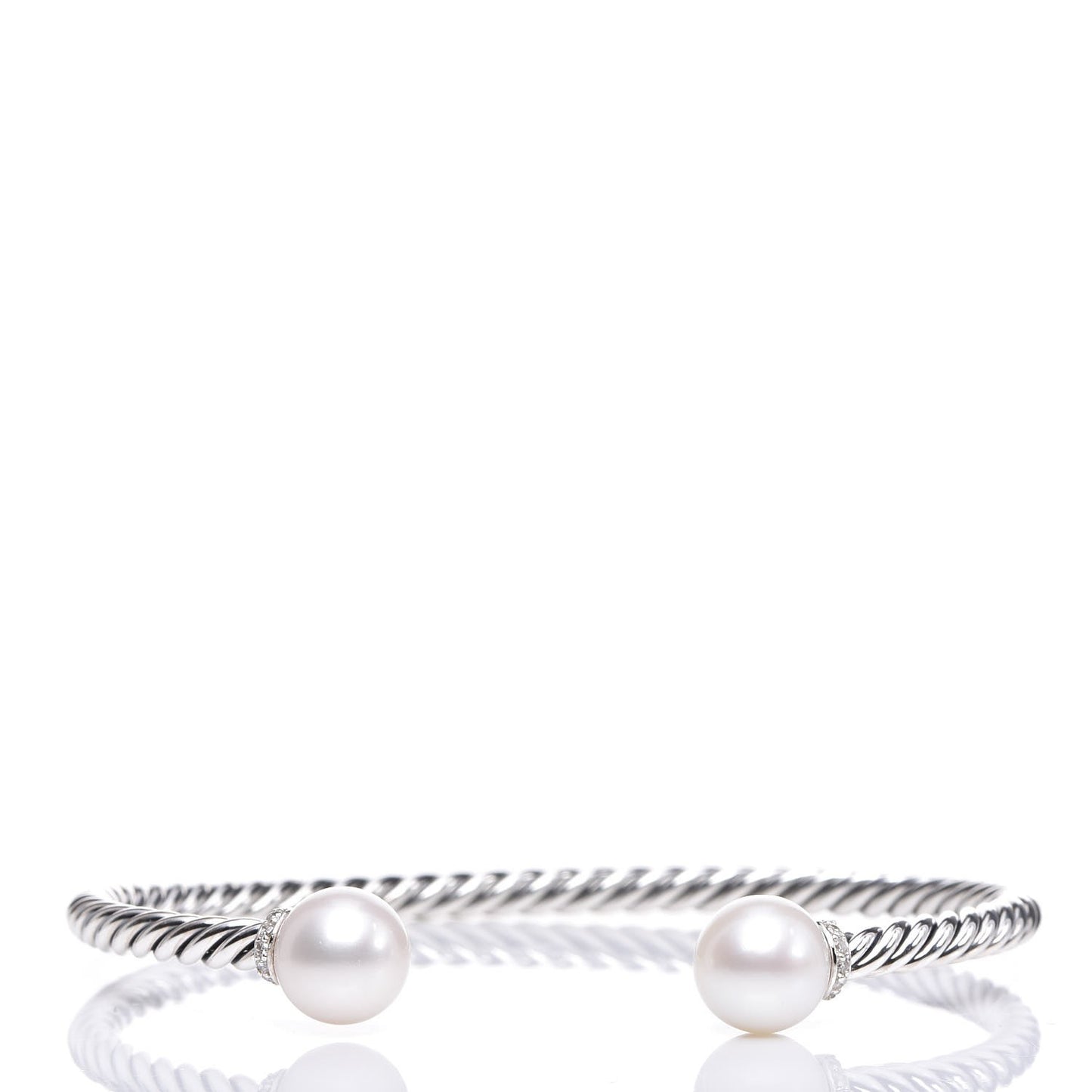 Sterling Silver Diamond Pearl 9mm Solari Bracelet