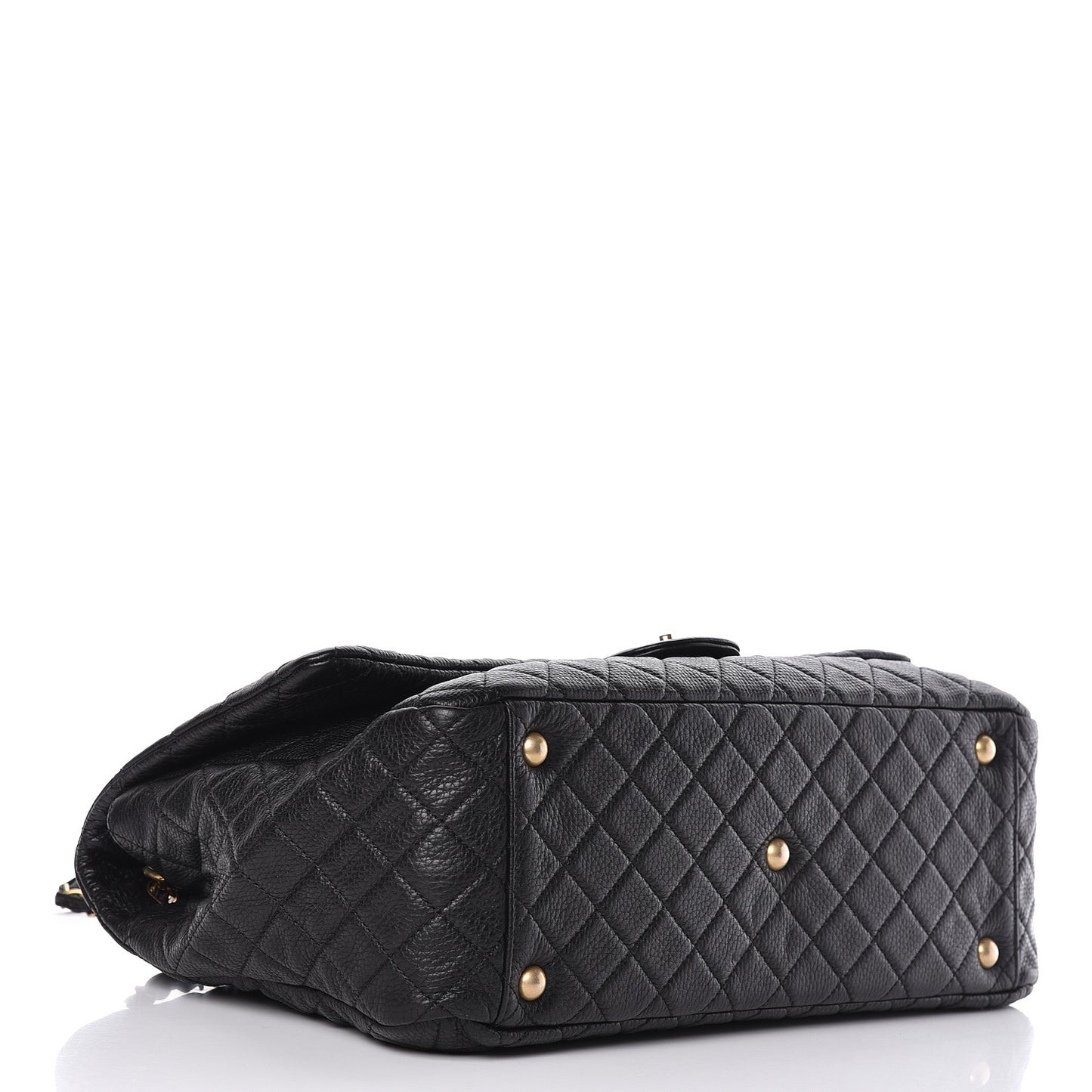 Calfskin Quilted XXL Travel Flap Bag Black