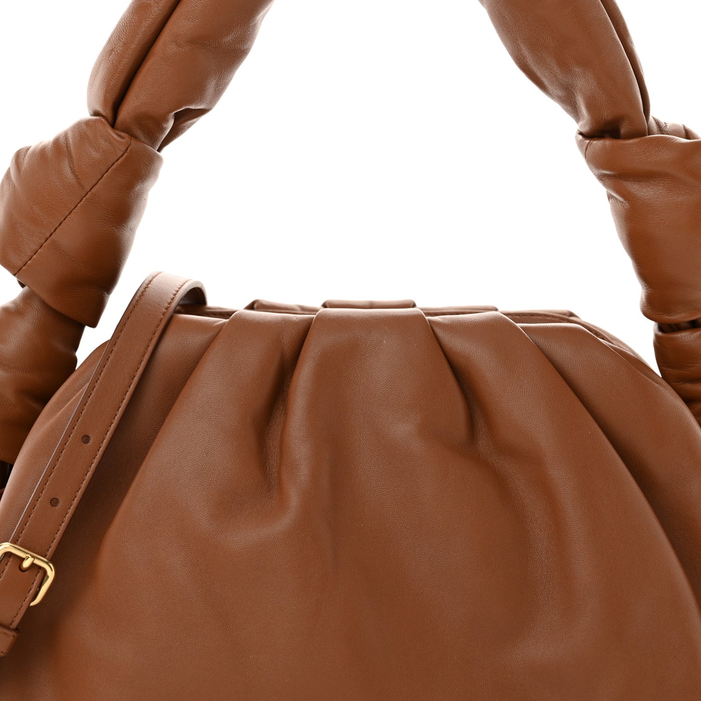 Nappa Knot Top Handle Shoulder Bag Cognac