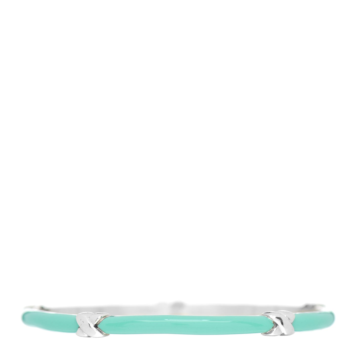 Sterling Silver Enamel Signature X Bangle Bracelet Blue