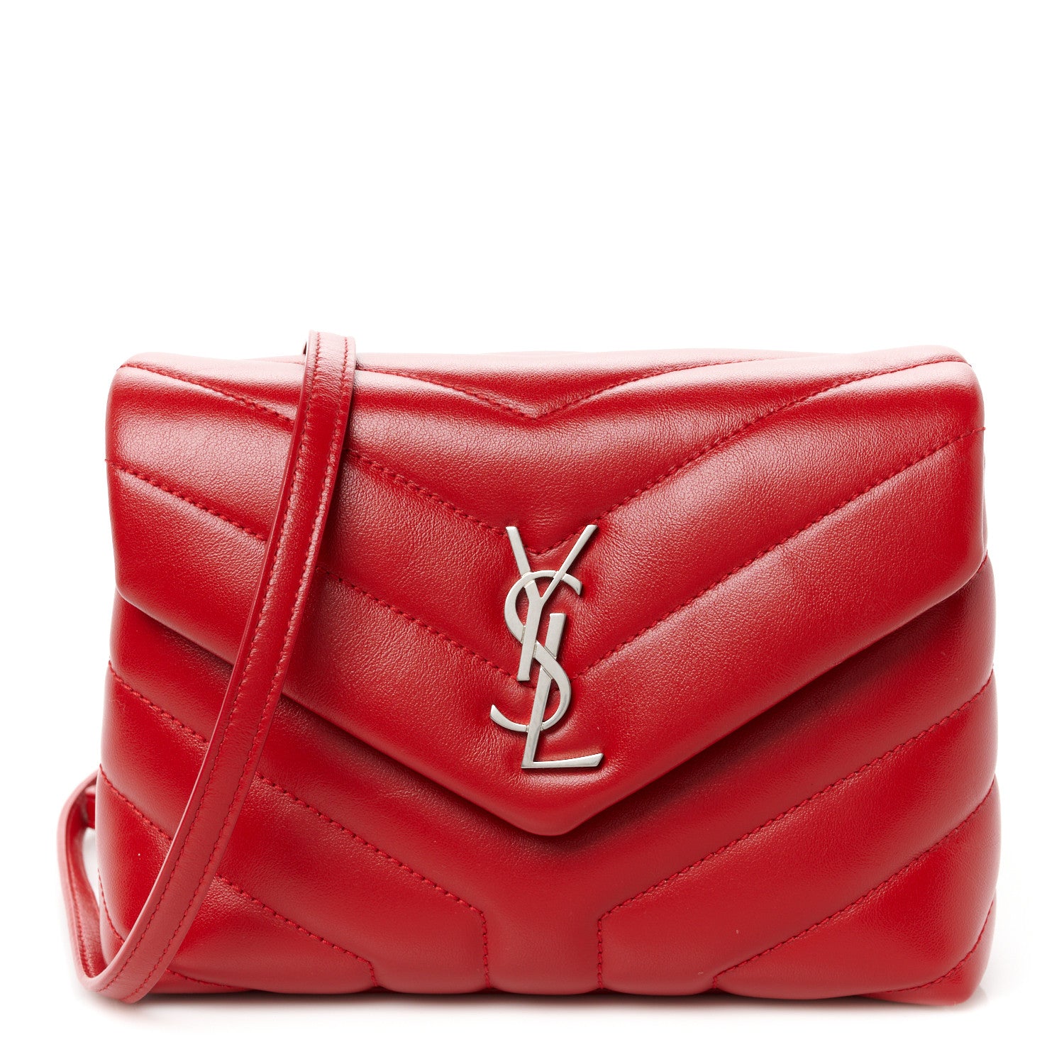 Saint Laurent Calfskin Y Quilted Monogram Toy Loulou Crossbody Bag Rouge Eros 1 of 12