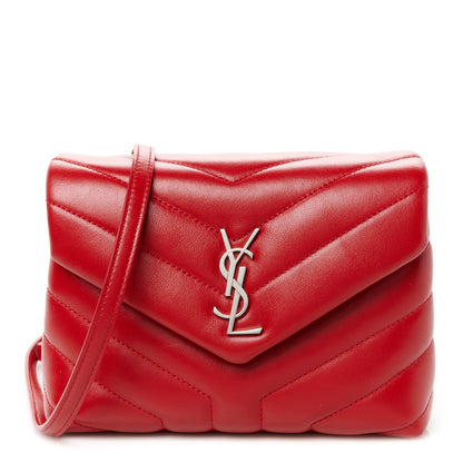 Saint Laurent Calfskin Y Quilted Monogram Toy Loulou Crossbody Bag Rouge Eros 1 of 12