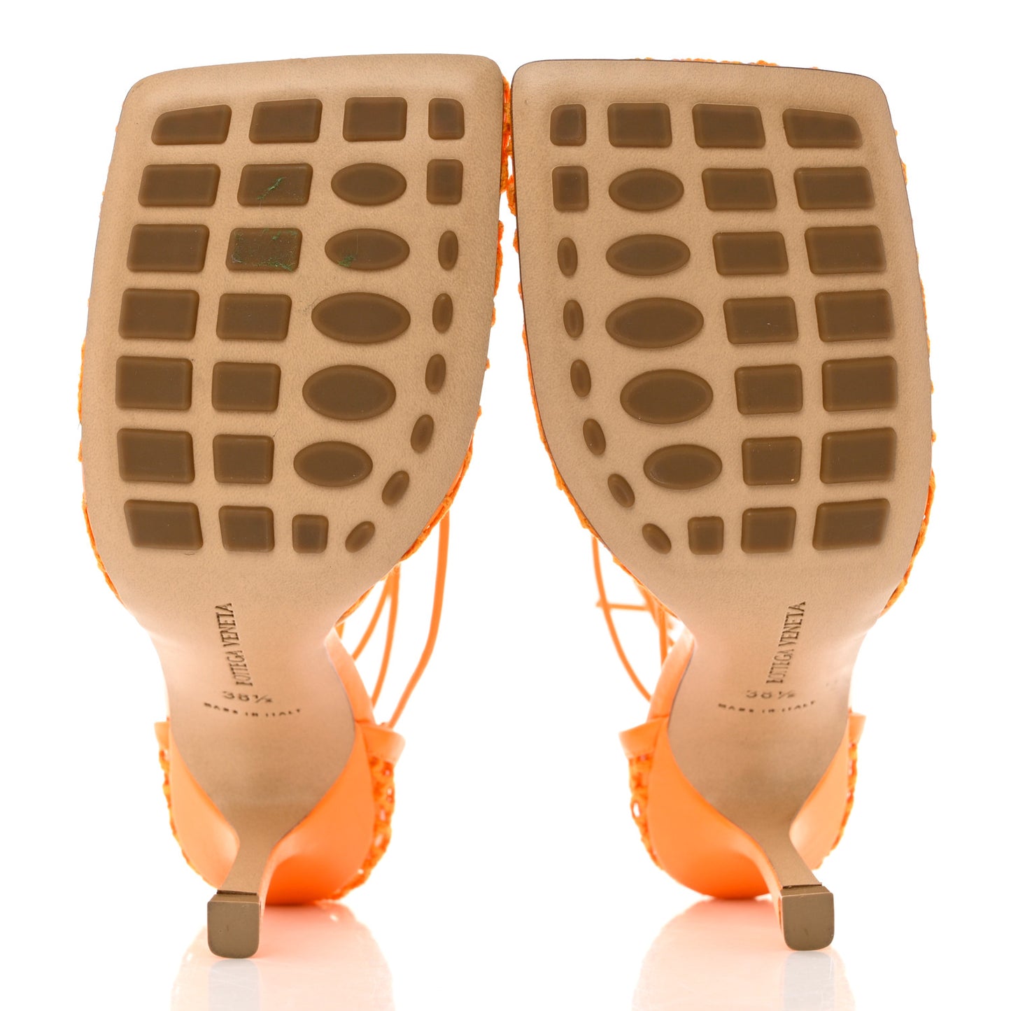 Mesh Nappa Stretch Ankle Tie Sandals 38.5 Tangerine