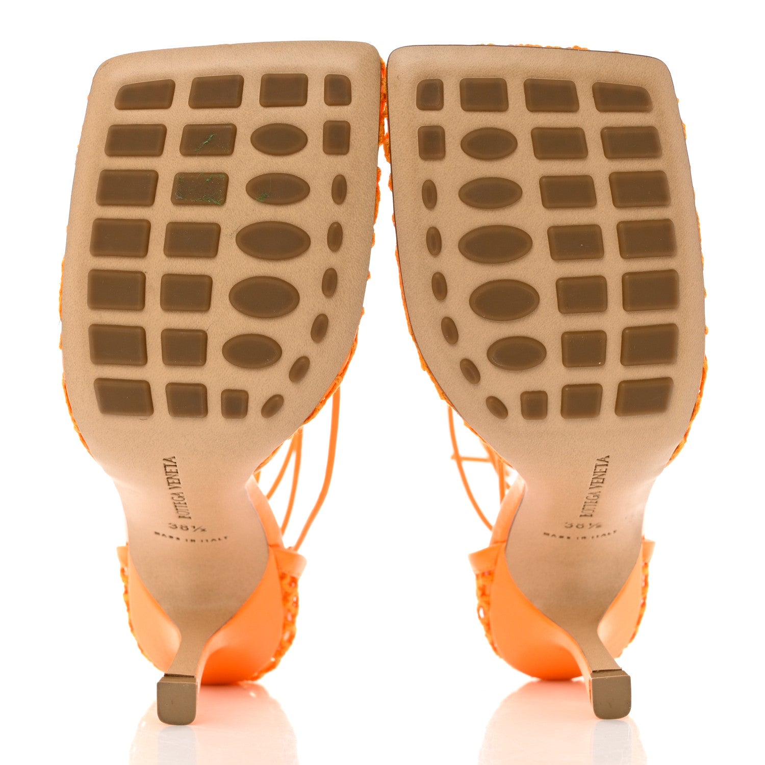 Bottega Veneta Mesh Nappa Stretch Ankle Tie Sandals 38.5 Tangerine 5 of 10