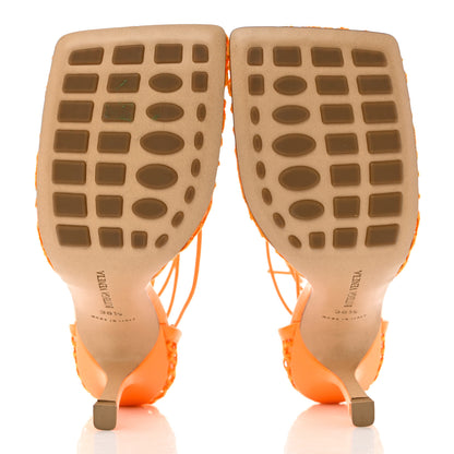 Bottega Veneta Mesh Nappa Stretch Ankle Tie Sandals 38.5 Tangerine 5 of 10
